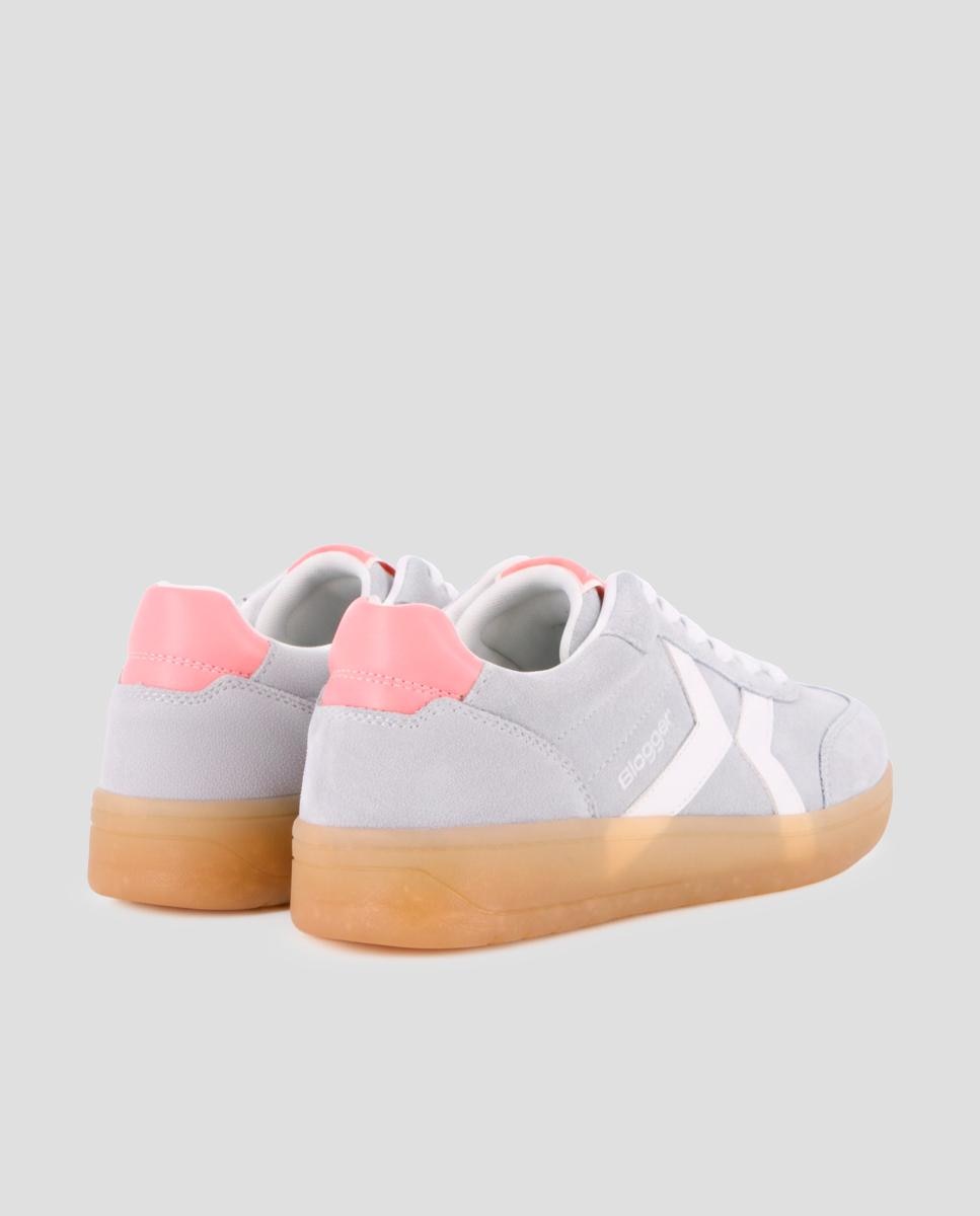 Zapatillas básicas de mujer de piel con cordones - Blogger - Azul Azul-2