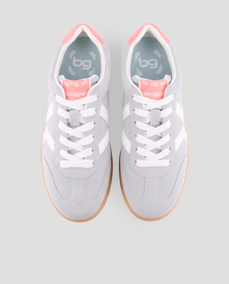Zapatillas básicas de mujer de piel con cordones - Blogger - Azul Azul-5