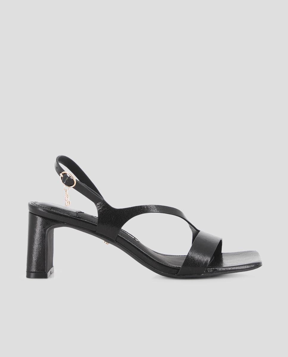Imagen 0 de Sandalias de tacón de mujer de tiras con hebilla Negro