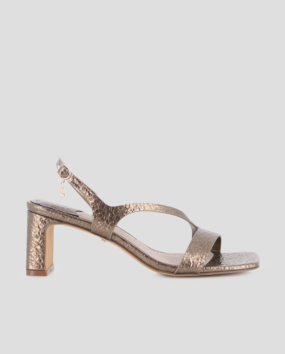 Sandalias de tacón de mujer de tiras con hebilla - Blogger - Oro Oro-1