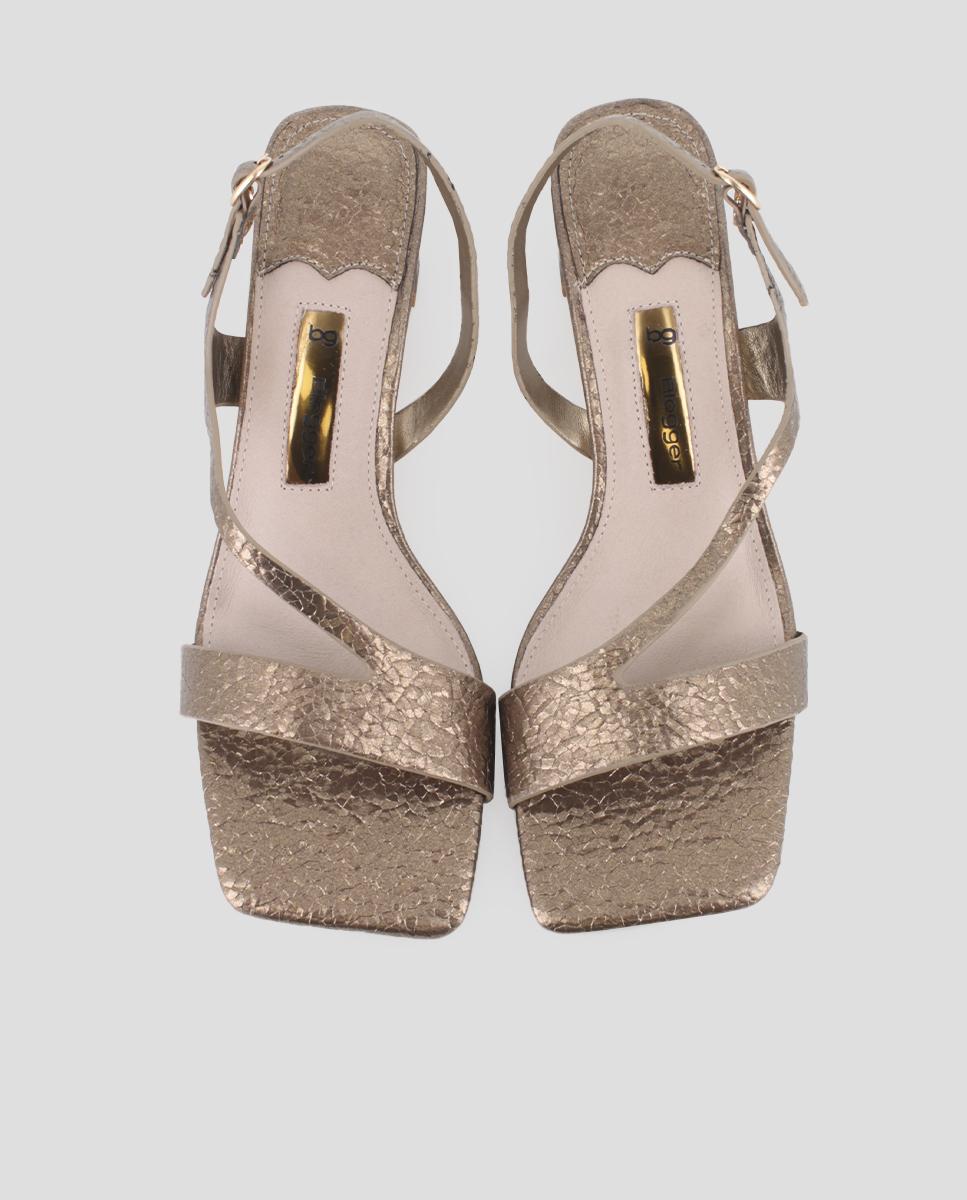 Sandalias de tacón de mujer de tiras con hebilla - Blogger - Oro Oro-5