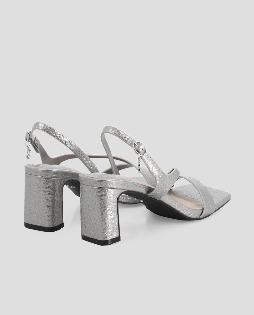 Sandalias de tacón de mujer de tiras con hebilla - Blogger - Plata Plata-2