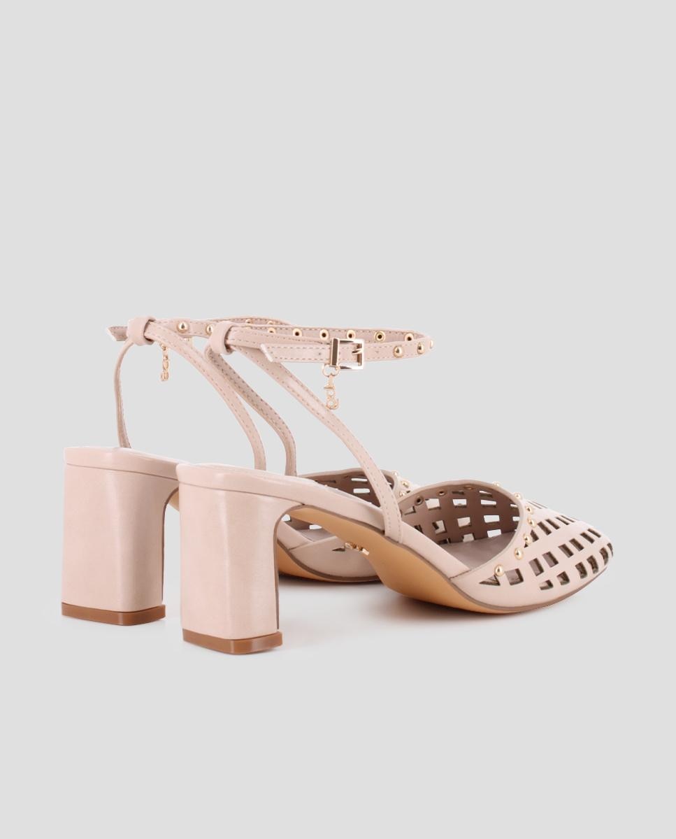 Imagen 2 de Mules de tacón de mujer de red con hebilla en tobillo - Blogger - Beige Beige