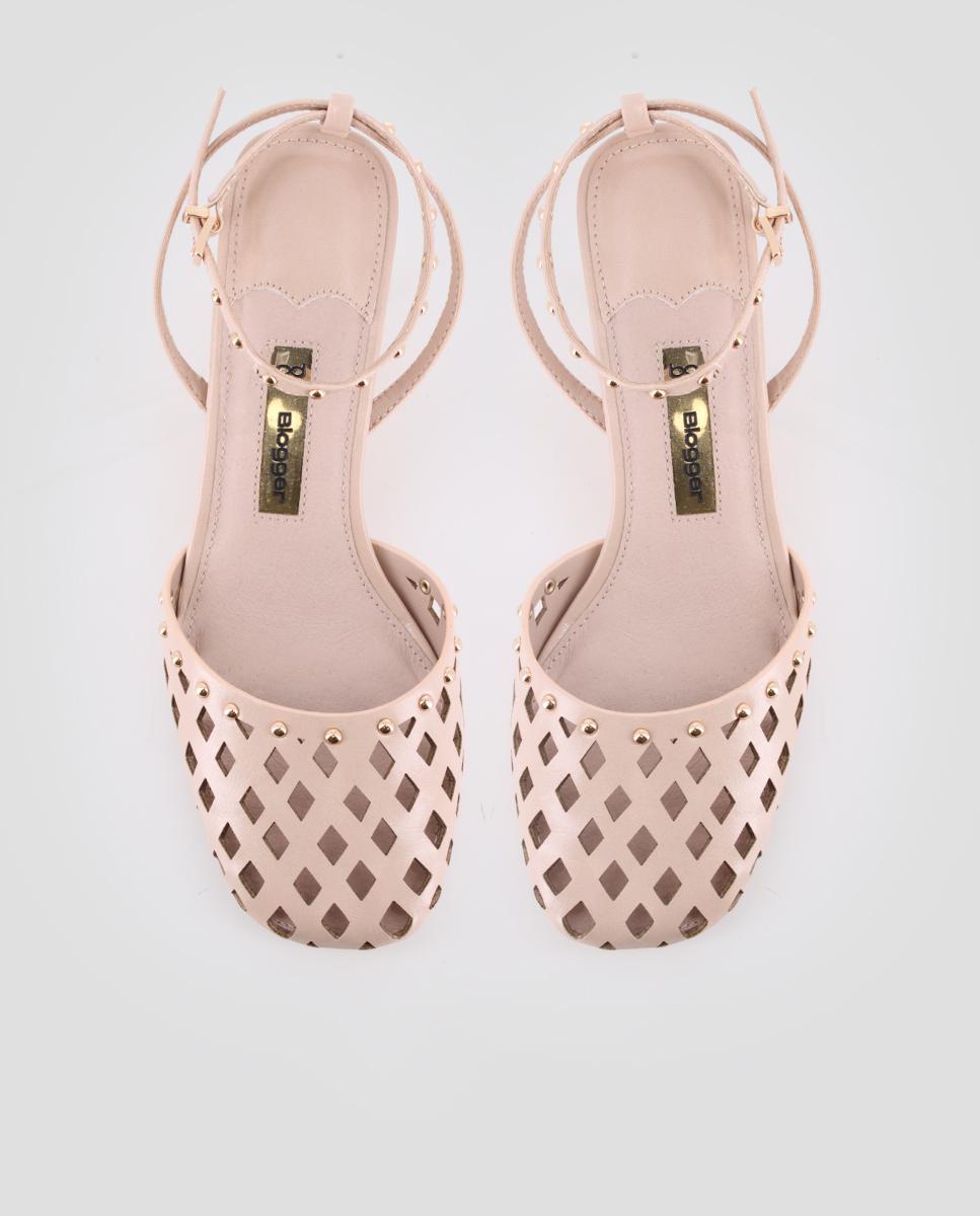 Imagen 5 de Mules de tacón de mujer de red con hebilla en tobillo - Blogger - Beige Beige