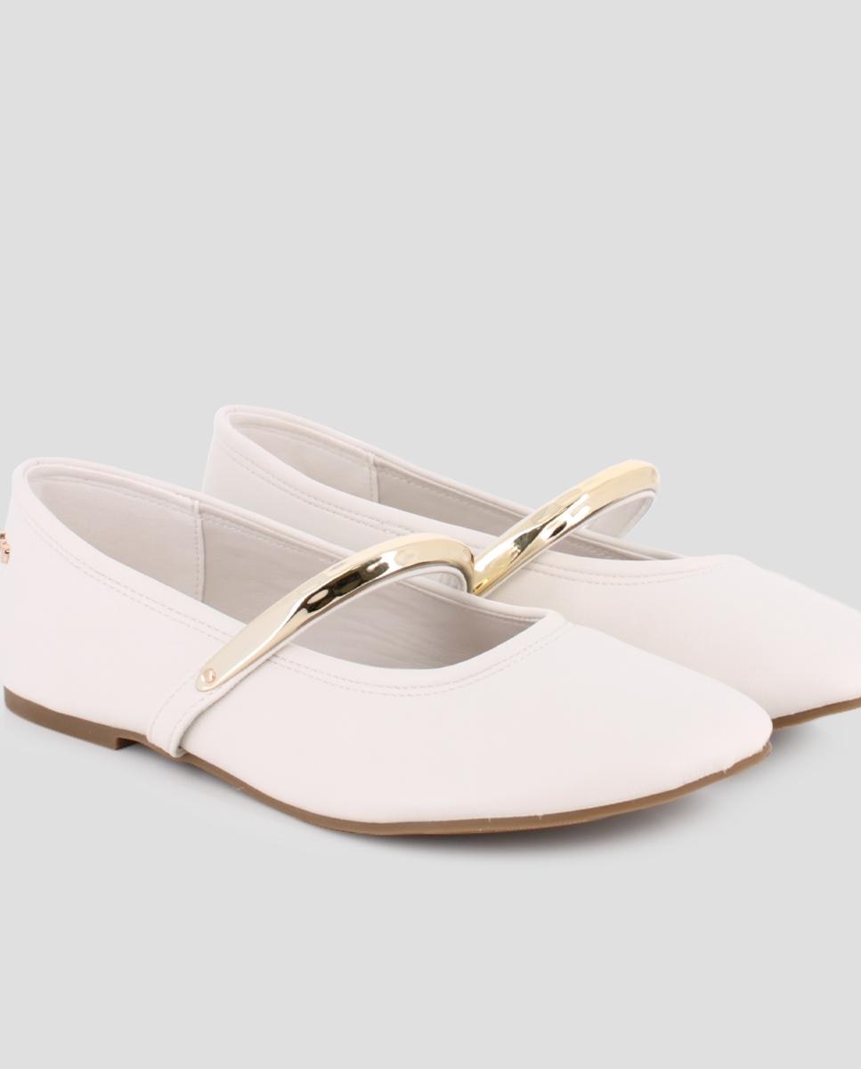 Bailarinas planas de mujer de puntera redona con tira - Blogger - Natural Natural-4