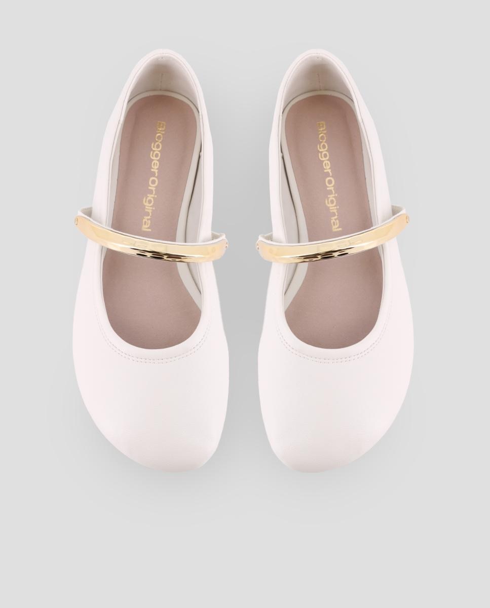 Bailarinas planas de mujer de puntera redona con tira - Blogger - Natural Natural-5