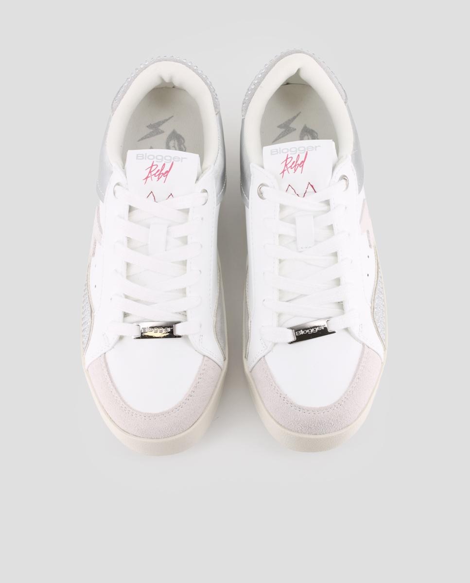 Zapatillas básicas de mujer con plataforma con detalle de pedrería - Blogger - Plata Plata-5