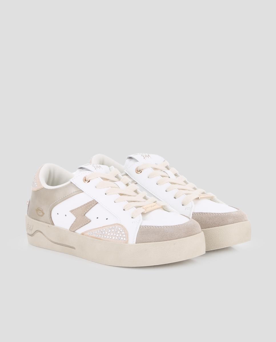 Zapatillas básicas de mujer con plataforma con detalle de pedrería - Blogger - Oro Oro-3