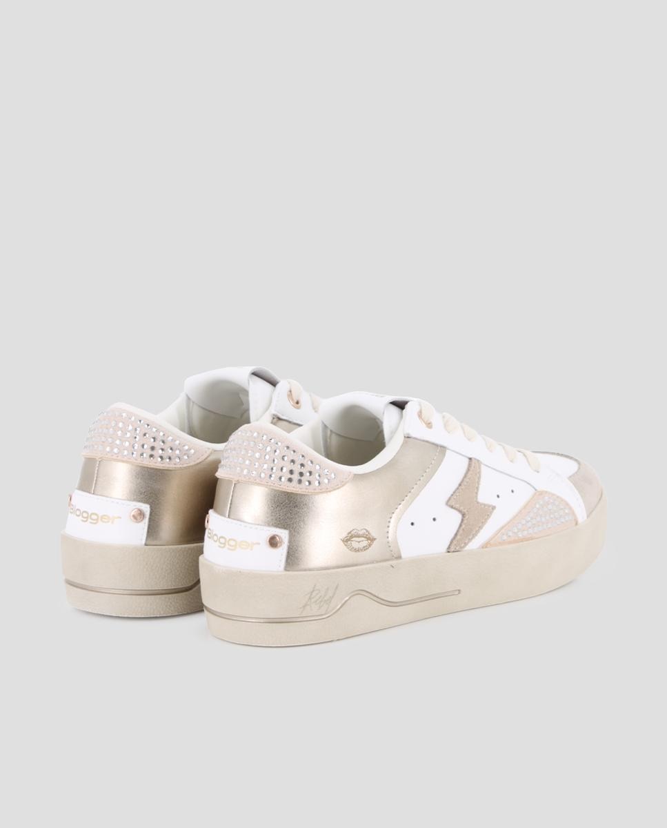 Zapatillas básicas de mujer con plataforma con detalle de pedrería - Blogger - Oro Oro-2