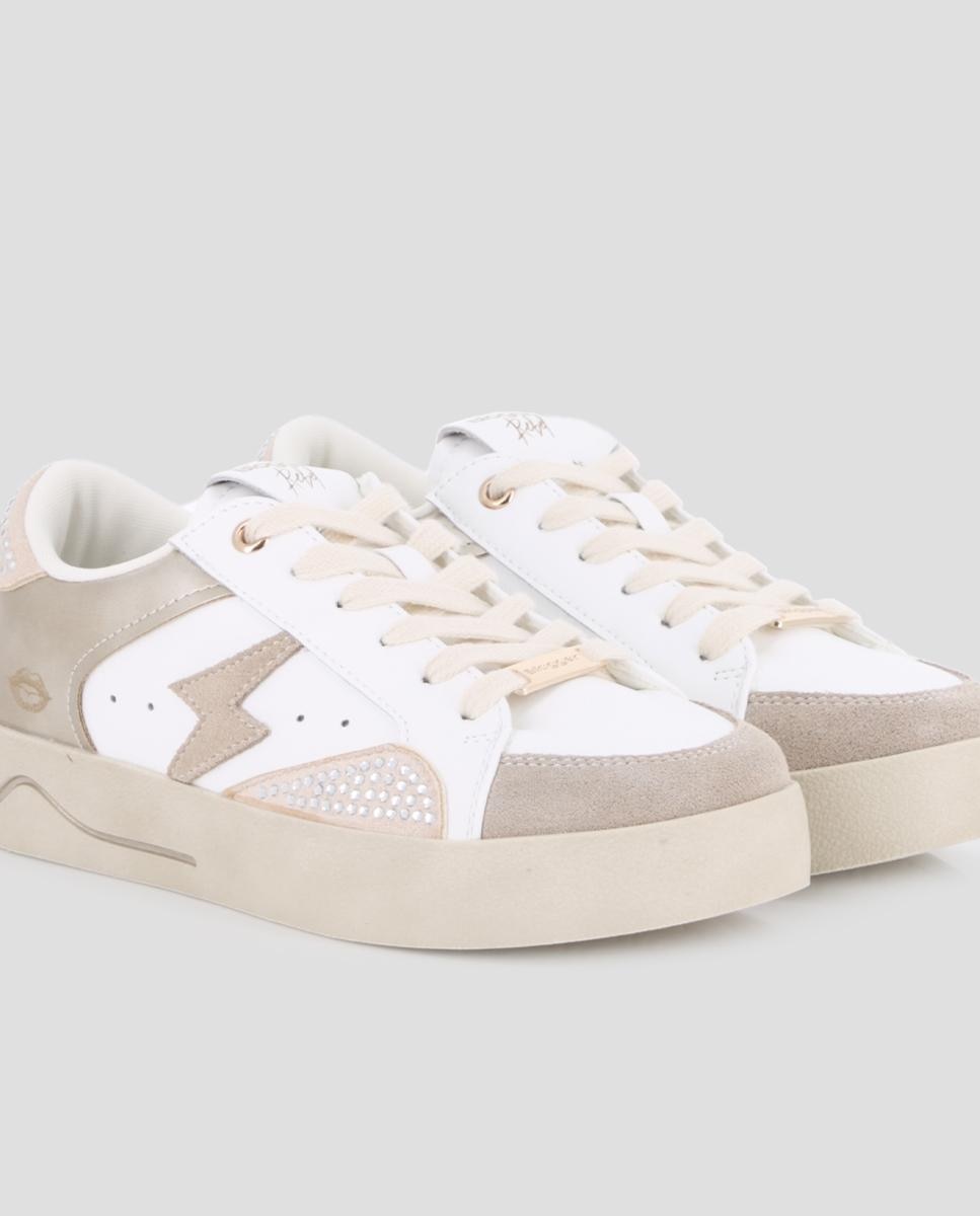 Zapatillas básicas de mujer con plataforma con detalle de pedrería - Blogger - Oro Oro-4