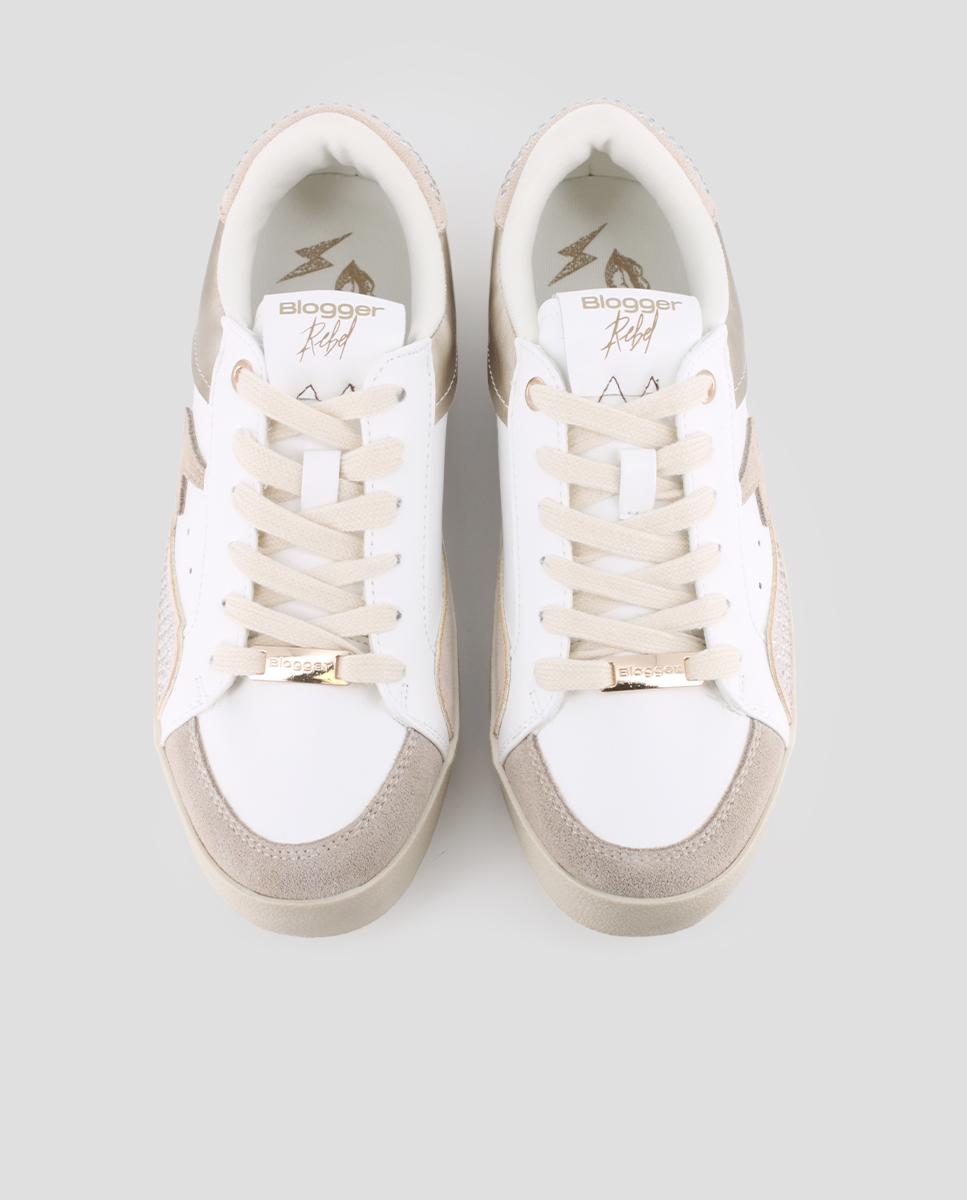 Zapatillas básicas de mujer con plataforma con detalle de pedrería - Blogger - Oro Oro-5