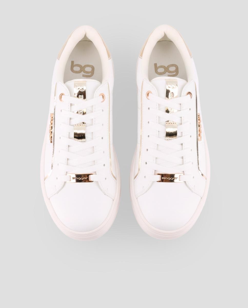 Zapatillas básicas d emujer con plataforma con cordones - Blogger - Oro Oro-5