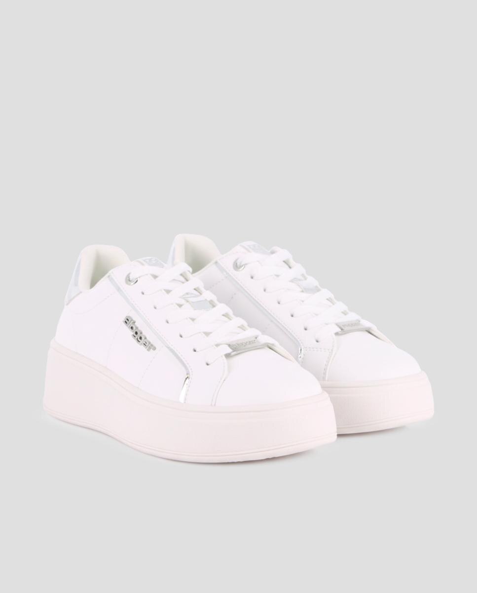 Zapatillas básicas d emujer con plataforma con cordones - Blogger - Plata Plata-3