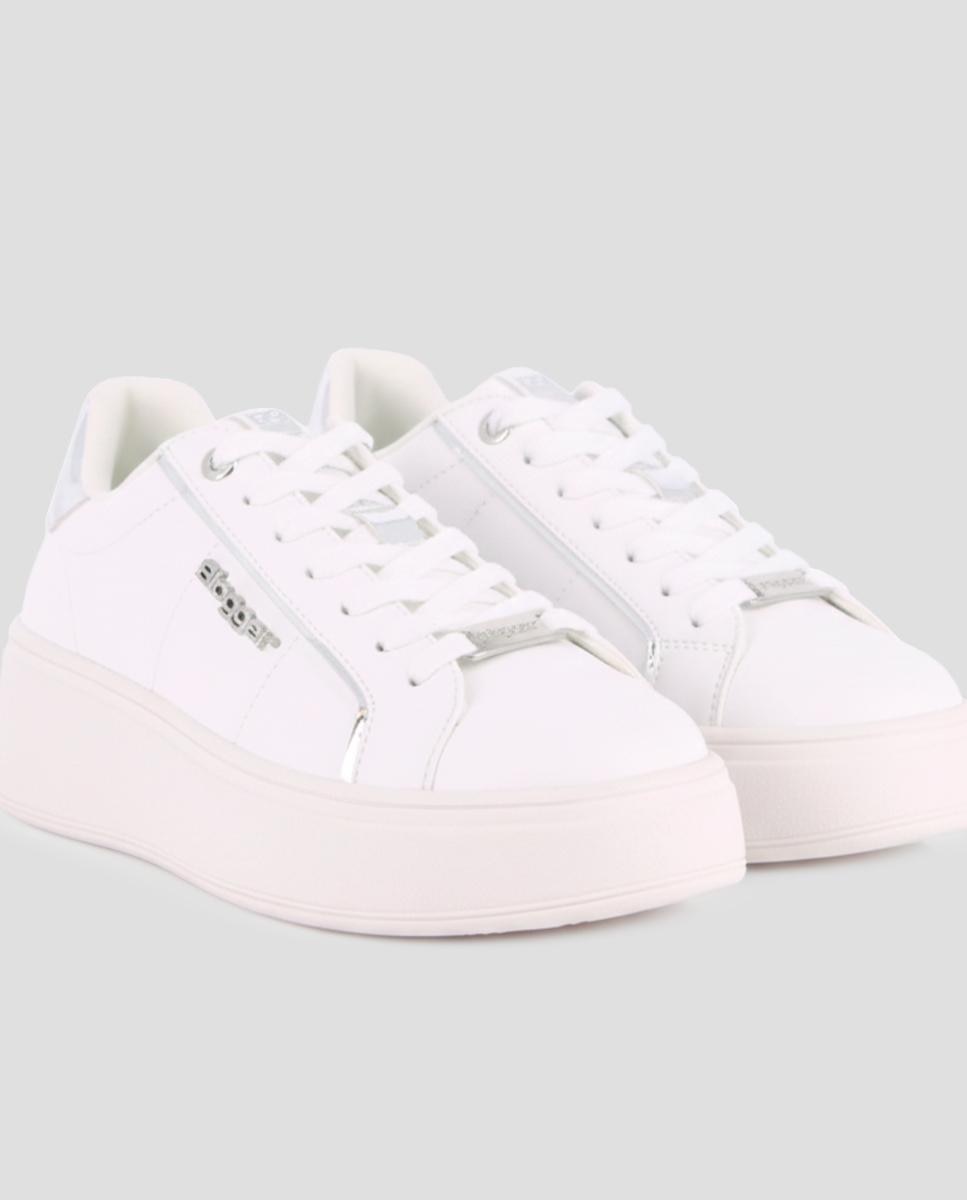 Zapatillas básicas d emujer con plataforma con cordones - Blogger - Plata Plata-4
