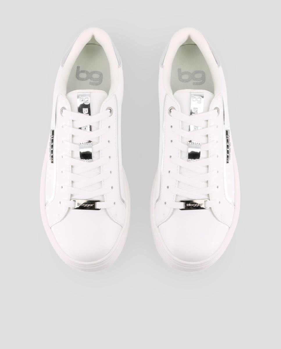 Zapatillas básicas d emujer con plataforma con cordones - Blogger - Plata Plata-5