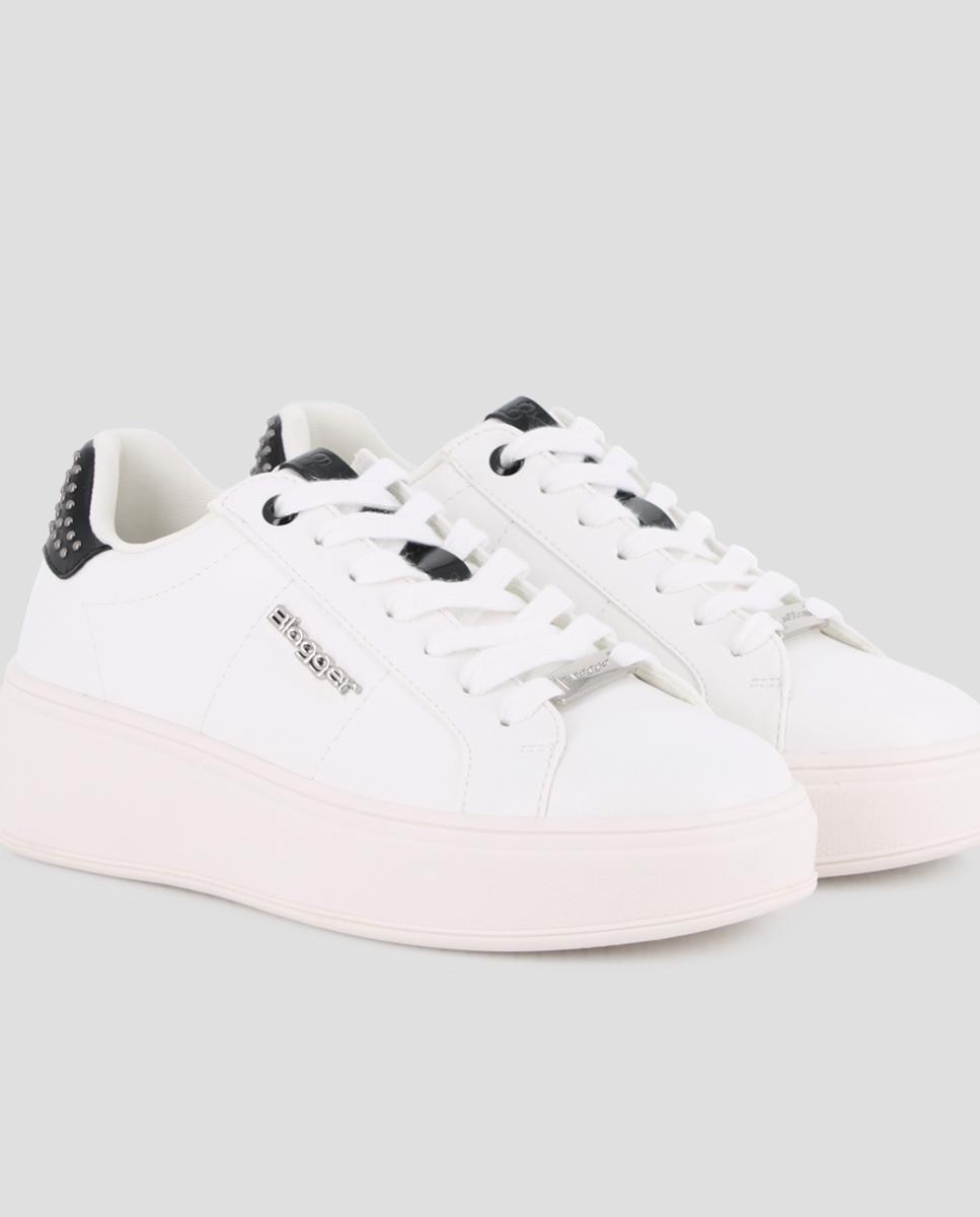 Zapatillas básicas d emujer con plataforma con cordones - Blogger - Negro Negro-4