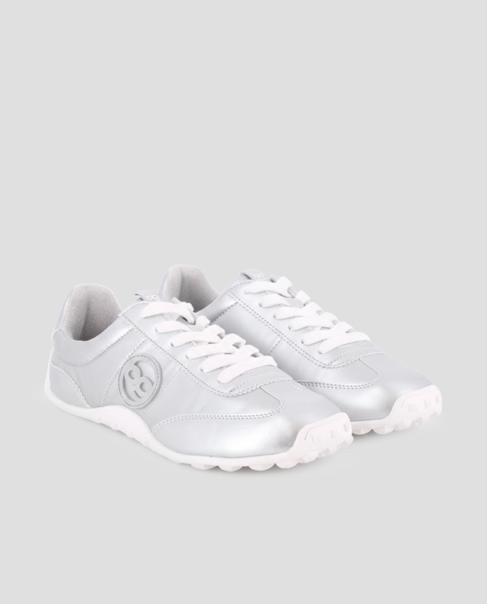 Zapatillas básicas de mujer con cordones y logo lateral - Blogger - Plata Plata-3