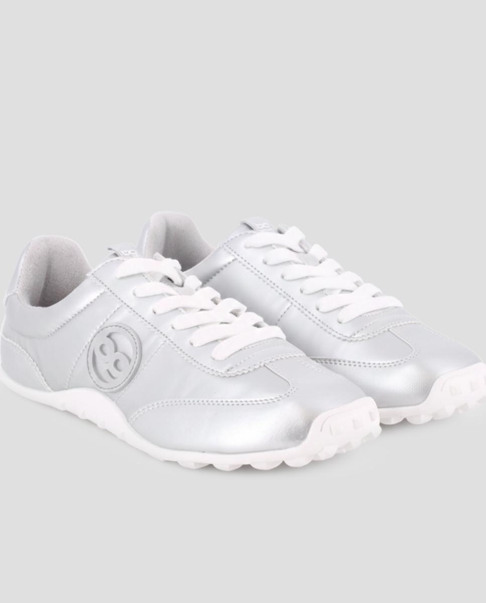 Zapatillas básicas de mujer con cordones y logo lateral - Blogger - Plata Plata-4