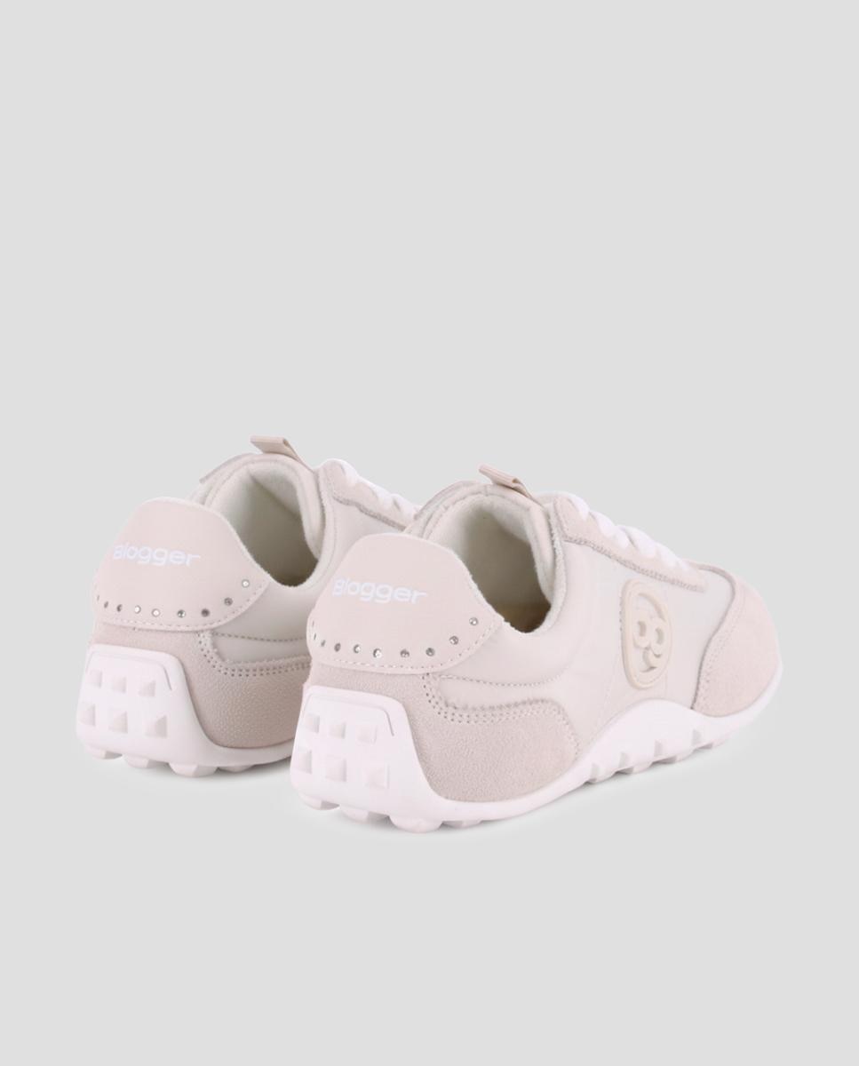 Zapatillas básicas de mujer con cordones y logo lateral - Blogger - Beige Beige-2