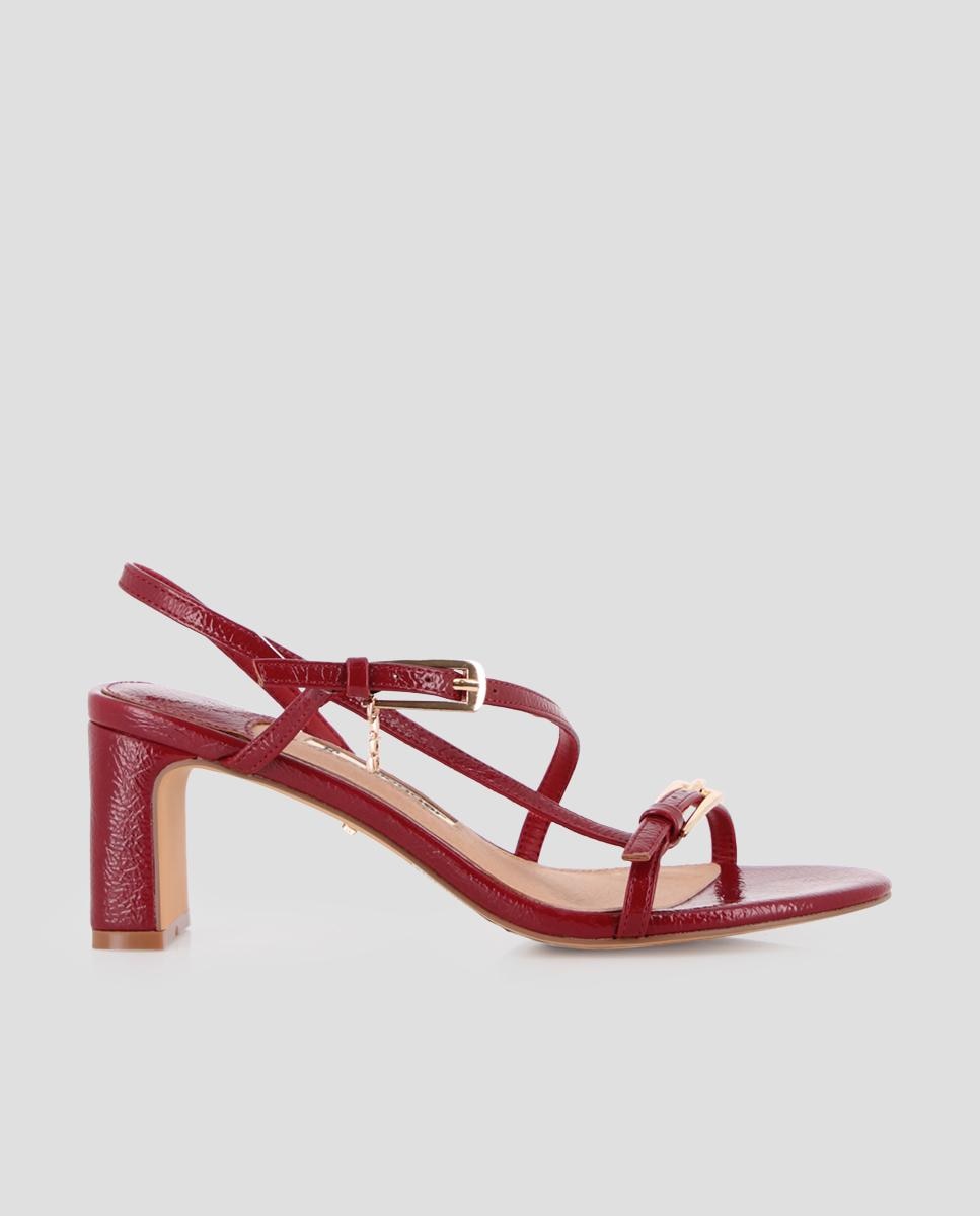 Imagen 0 de Sandalias de tacón de mujer de tiras con hebillas Rojo