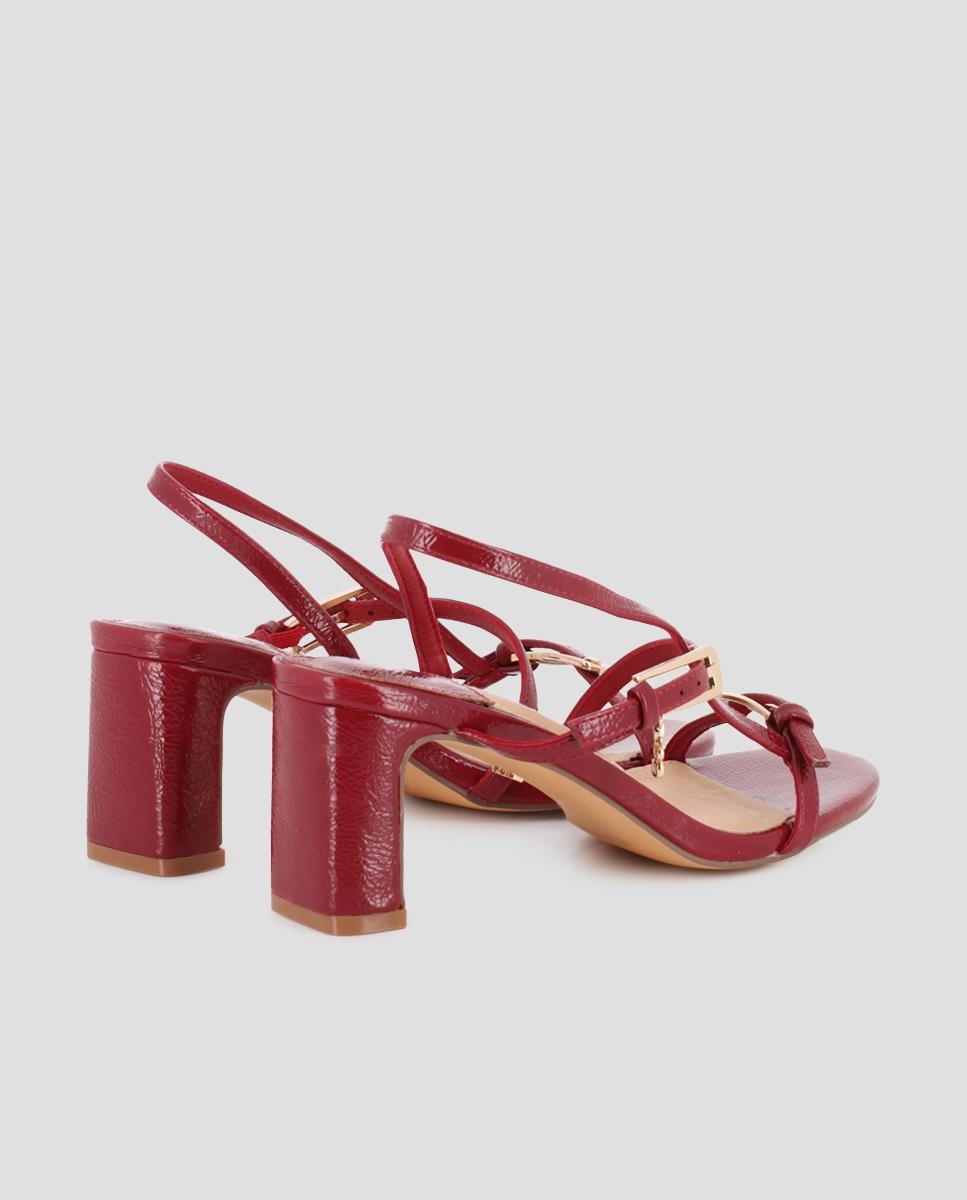 Sandalias de tacón de mujer de tiras con hebillas - Blogger - Rojo Rojo-2