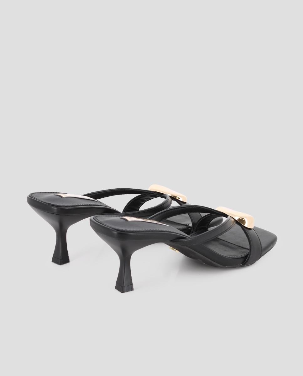 Sandalias de tira de mujer de tacón con detalle de herraje - Blogger - Negro Negro-2