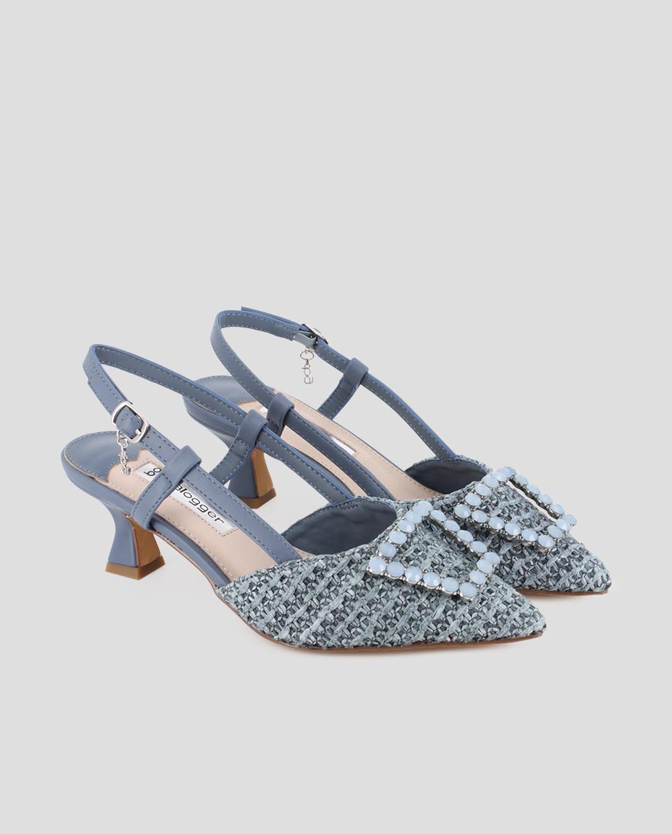 Imagen 3 de Zapatos de salón de mujer destalonados con detalle en pedrería - Blogger - Azul Azul