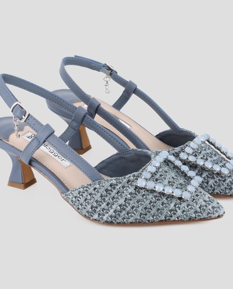 Imagen 4 de Zapatos de salón de mujer destalonados con detalle en pedrería - Blogger - Azul Azul