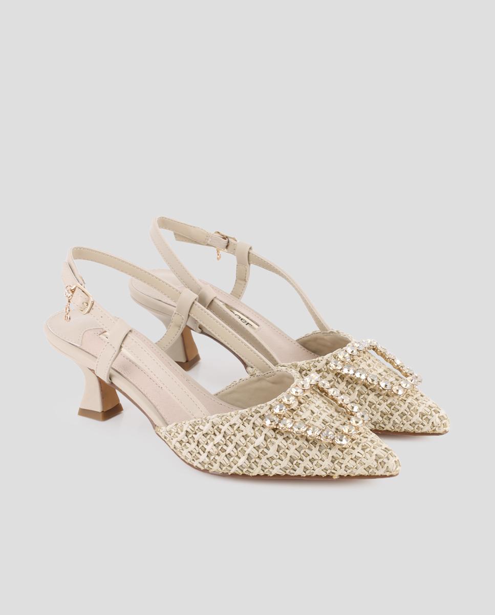 Imagen 3 de Zapatos de salón de mujer destalonados con detalle en pedrería - Blogger - Beige Beige