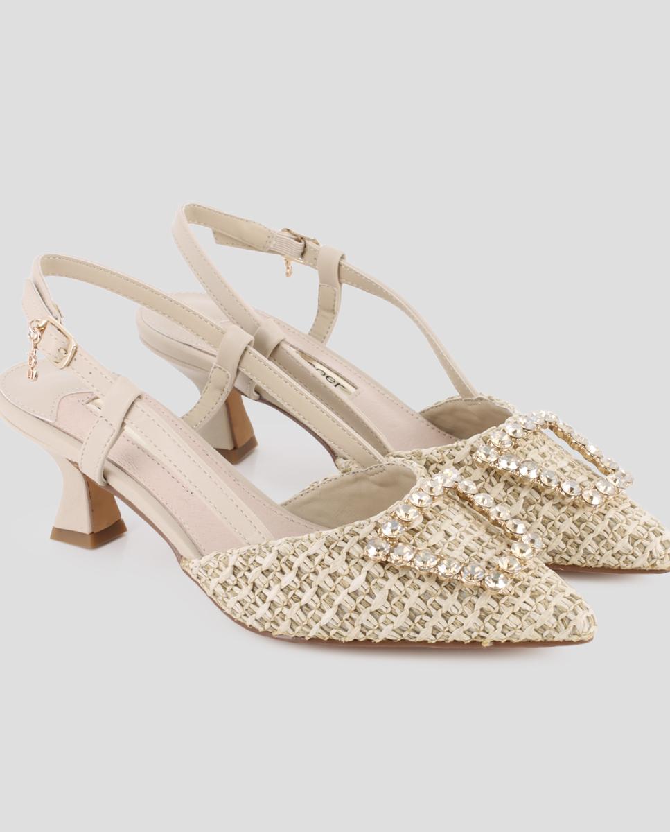 Imagen 4 de Zapatos de salón de mujer destalonados con detalle en pedrería - Blogger - Beige Beige