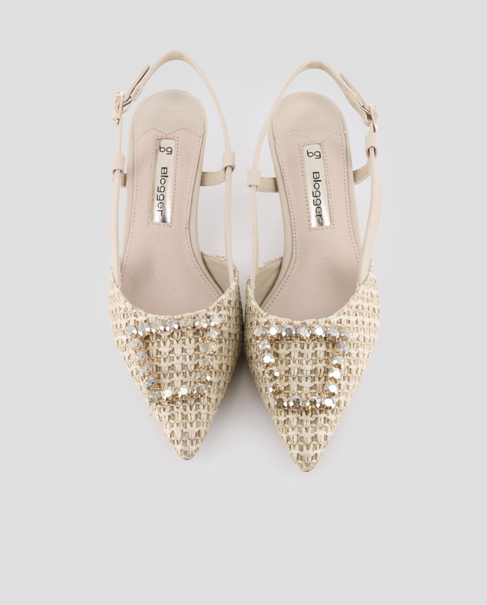 Imagen 5 de Zapatos de salón de mujer destalonados con detalle en pedrería - Blogger - Beige Beige