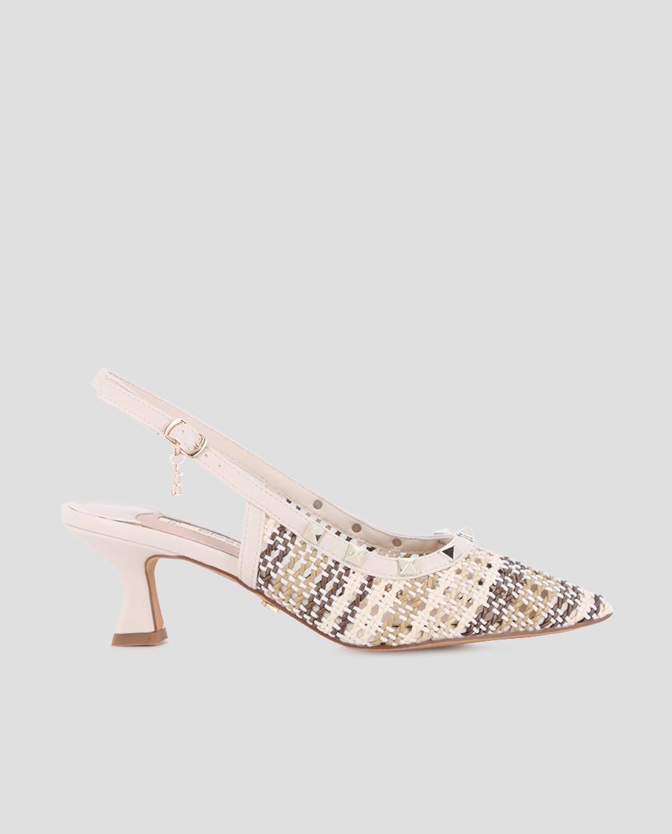 Zapatos de salón de mujer destalonados con detalle de tachuelas - Blogger - Blanco Blanco-1