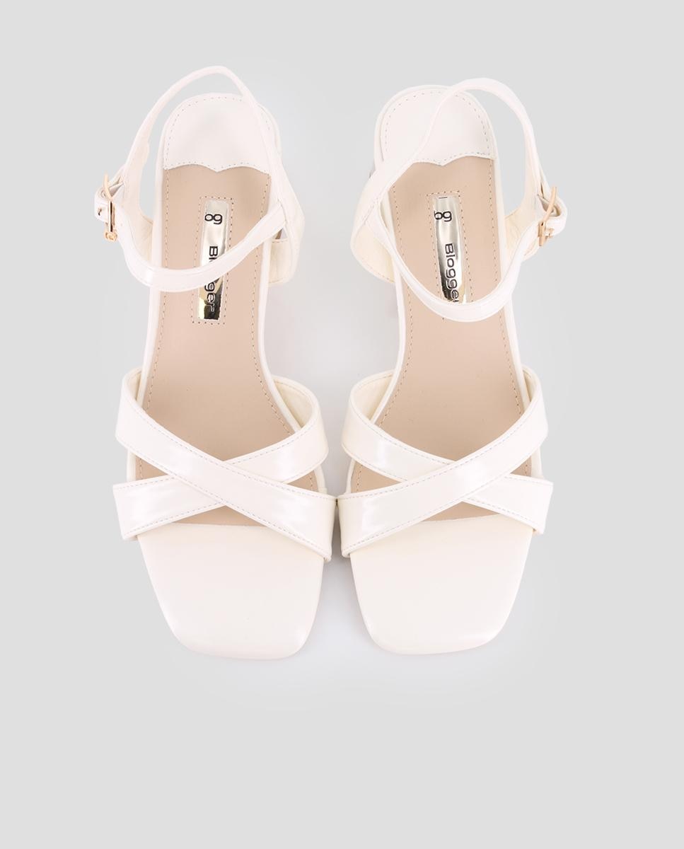 Sandalias de tira de mujer de tacón con cierre de hebilla - Blogger - Beige Beige-5