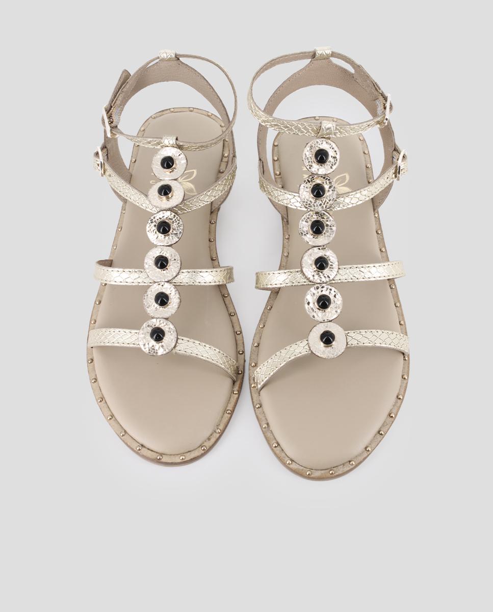 Sandalias romanas de mujer de piel con herrajes - Blogger - Oro Oro-5