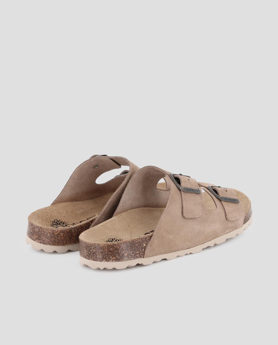 Sandalias de tiras de mujer con hebillas ajustables de piel - Blogger - Marrón Arena-2