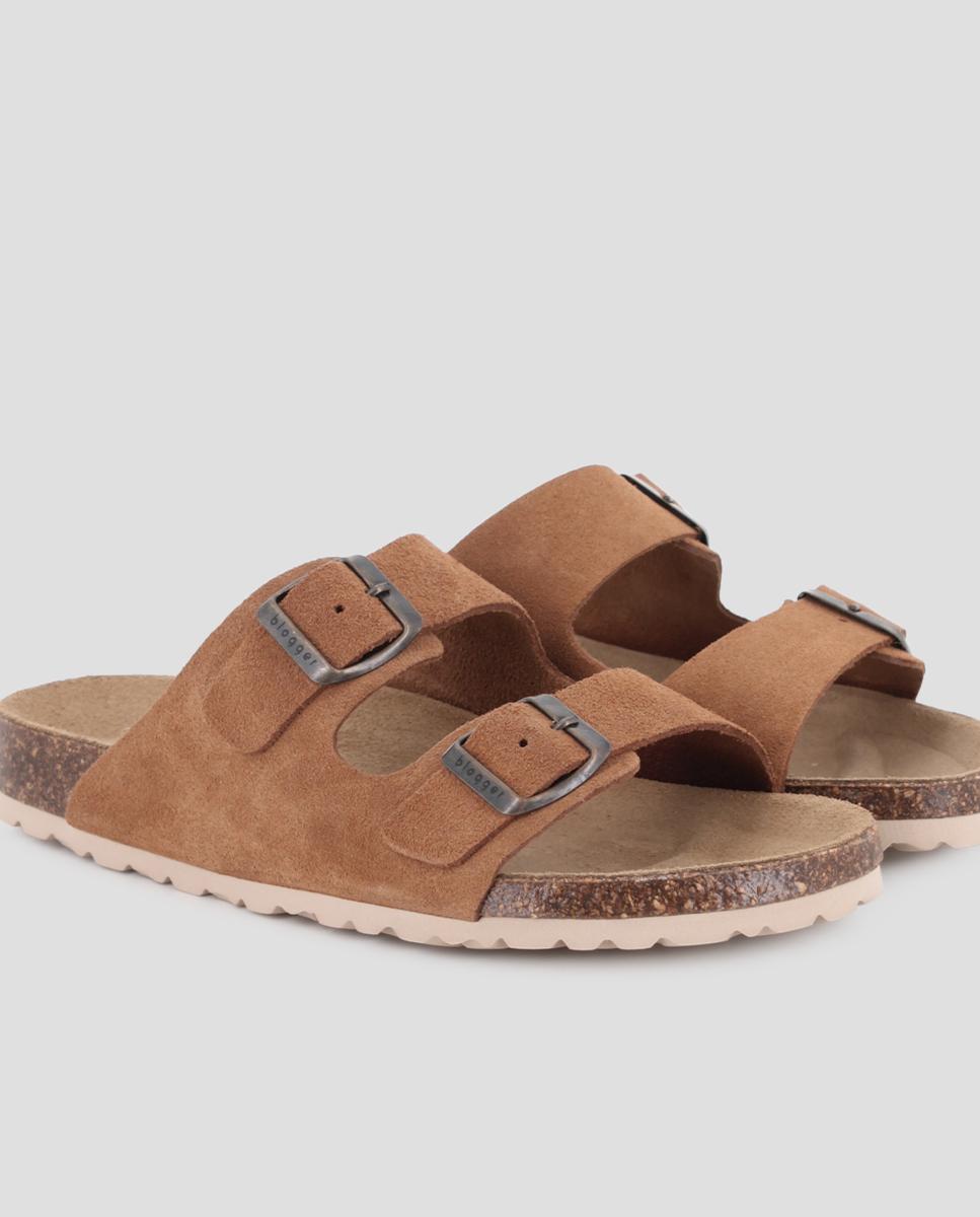 Sandalias de tiras de mujer con hebillas ajustables de piel - Blogger - Cuero Cuero-3
