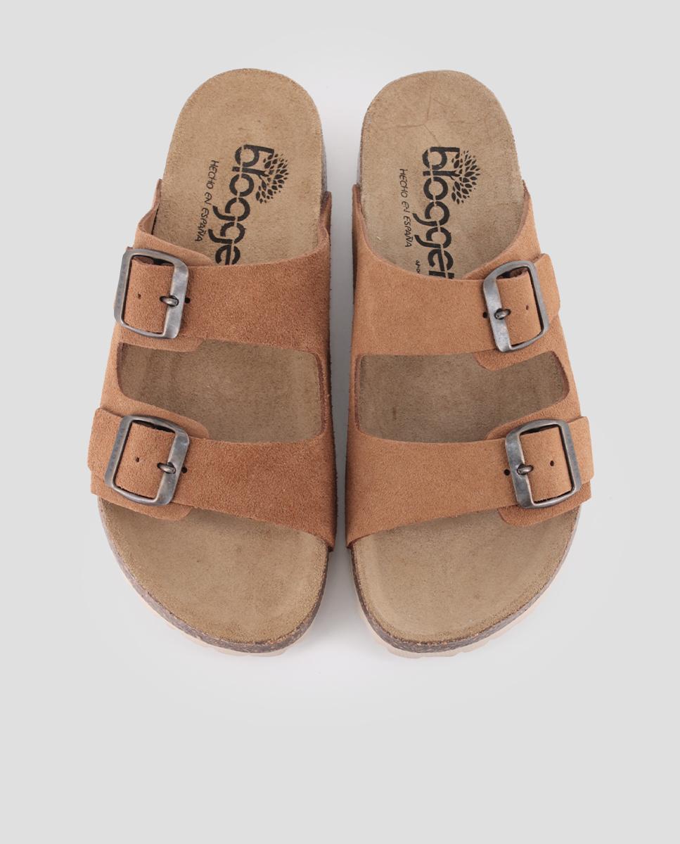 Sandalias de tiras de mujer con hebillas ajustables de piel - Blogger - Cuero Cuero-4