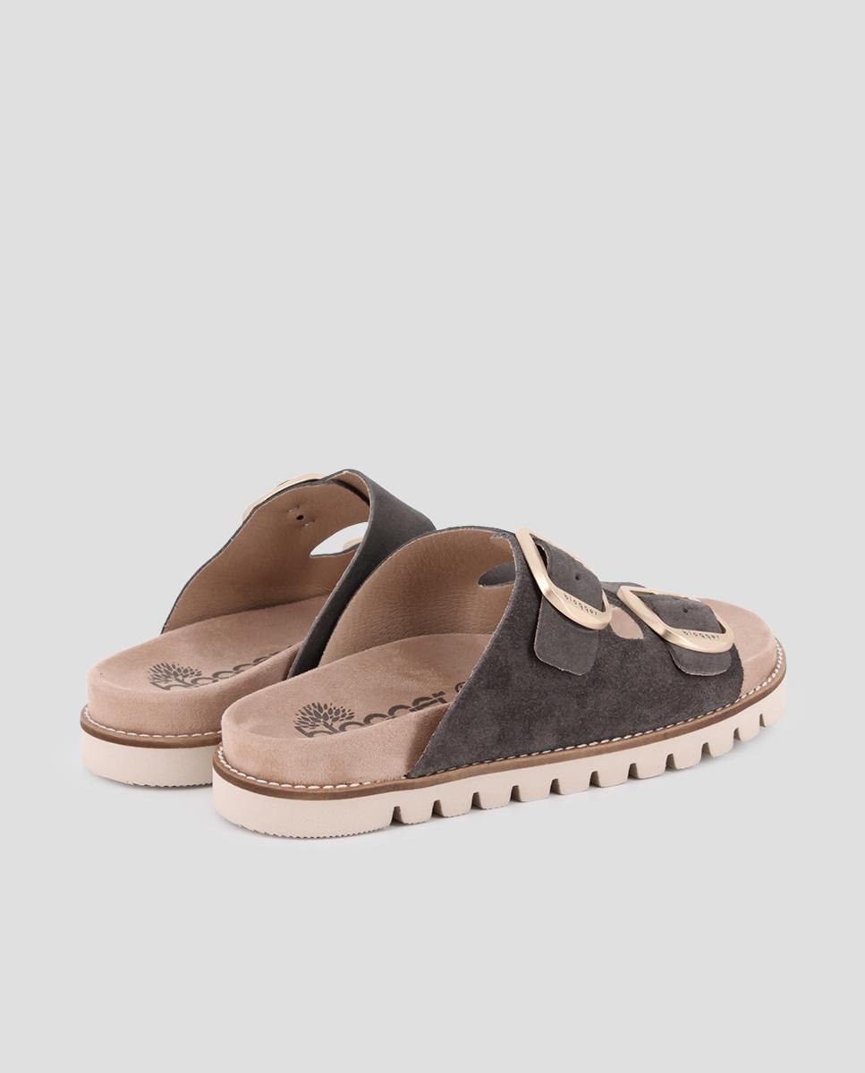 Sandalias de tiras de mujer con hebillas ajustables de piel - Blogger - Gris Gris-2