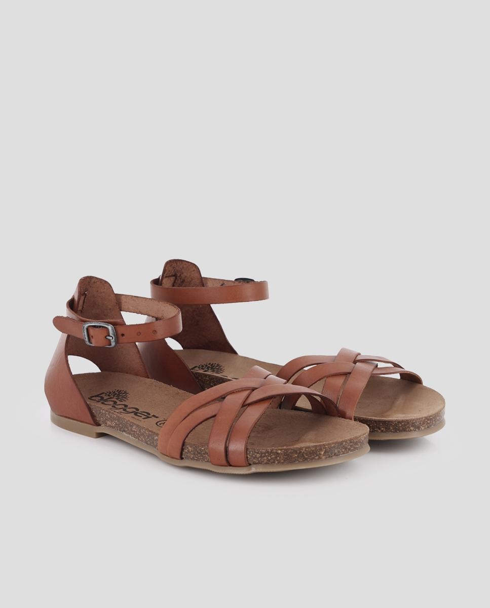 Sandalias de tiras de mujer de piel con cierre de hebilla - Blogger - Cuero Cuero-3