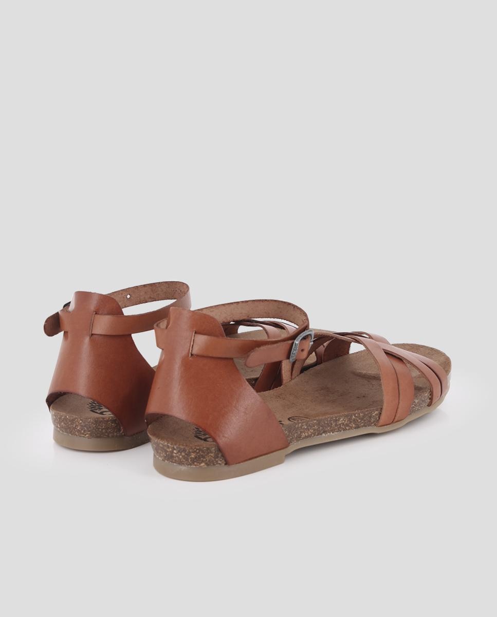 Sandalias de tiras de mujer de piel con cierre de hebilla - Blogger - Cuero Cuero-2