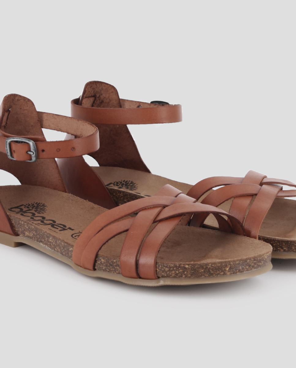 Sandalias de tiras de mujer de piel con cierre de hebilla - Blogger - Cuero Cuero-4