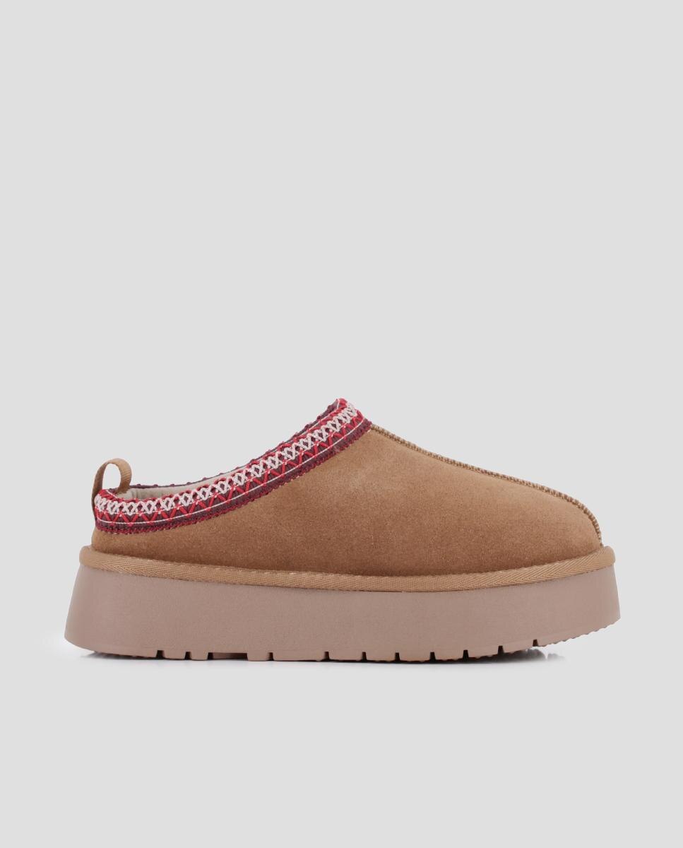 Zuecos de piel crafton con plataforma - Blogger - Camel Camel-1