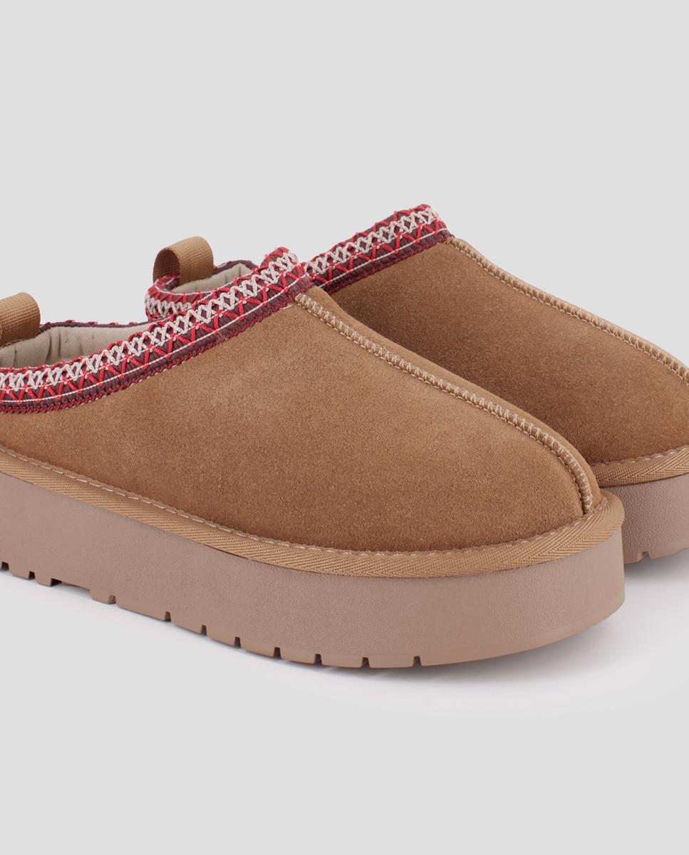 Zuecos de piel crafton con plataforma - Blogger - Camel Camel-4