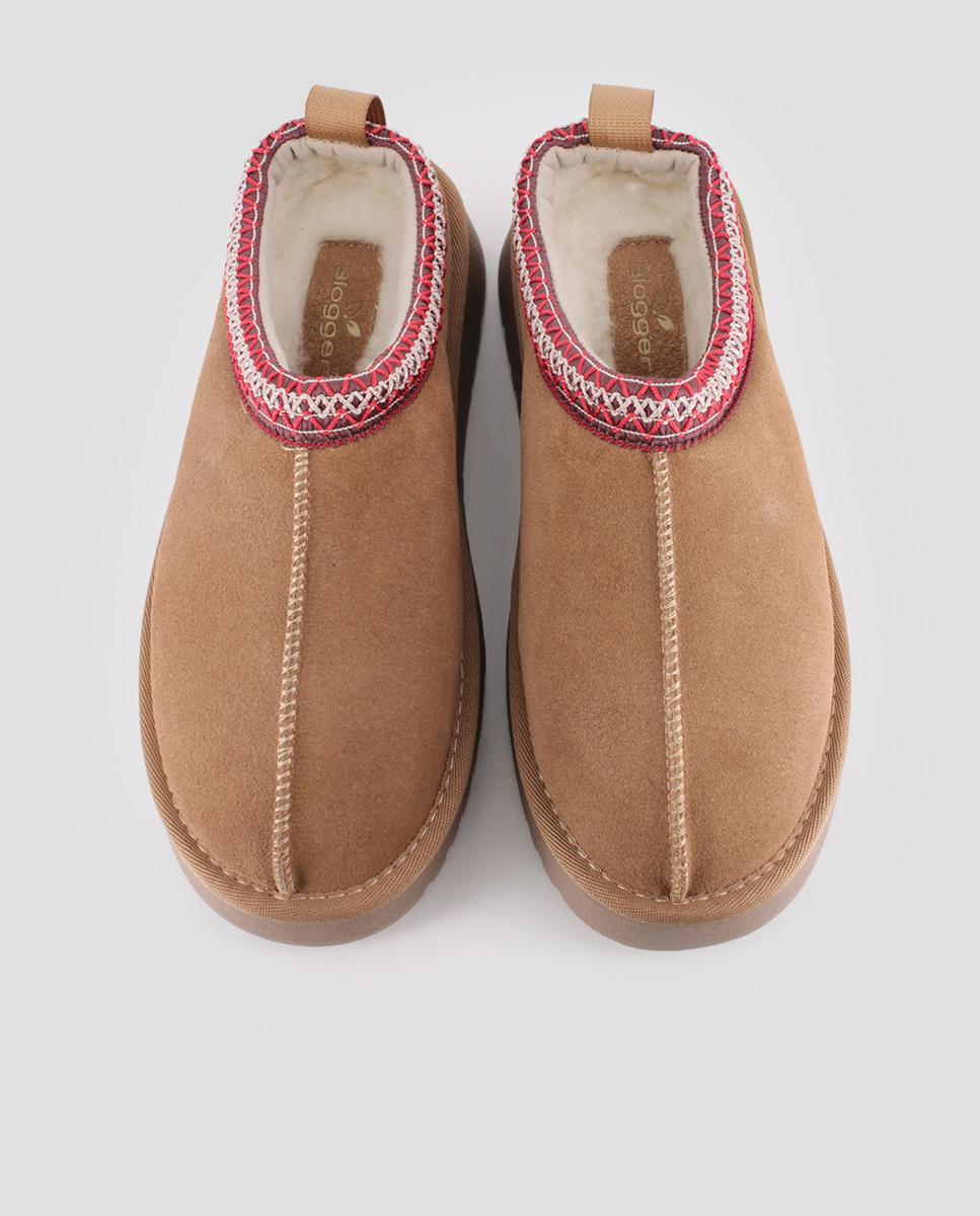 Zuecos de piel crafton con plataforma - Blogger - Camel Camel-5