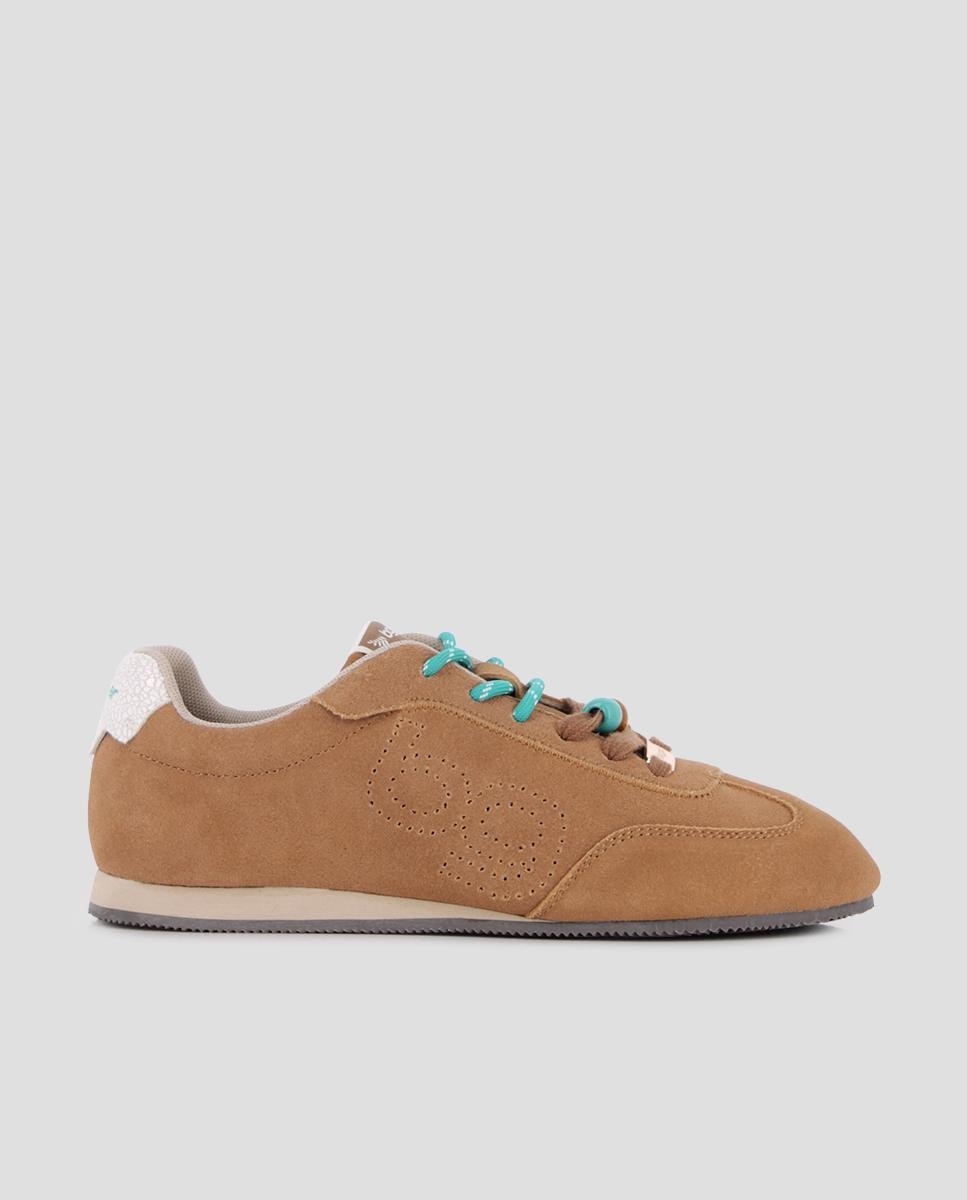 Zapatillas deportivas de mujer nora de piel con cordones bicolor - Blogger - Camel Camel-1