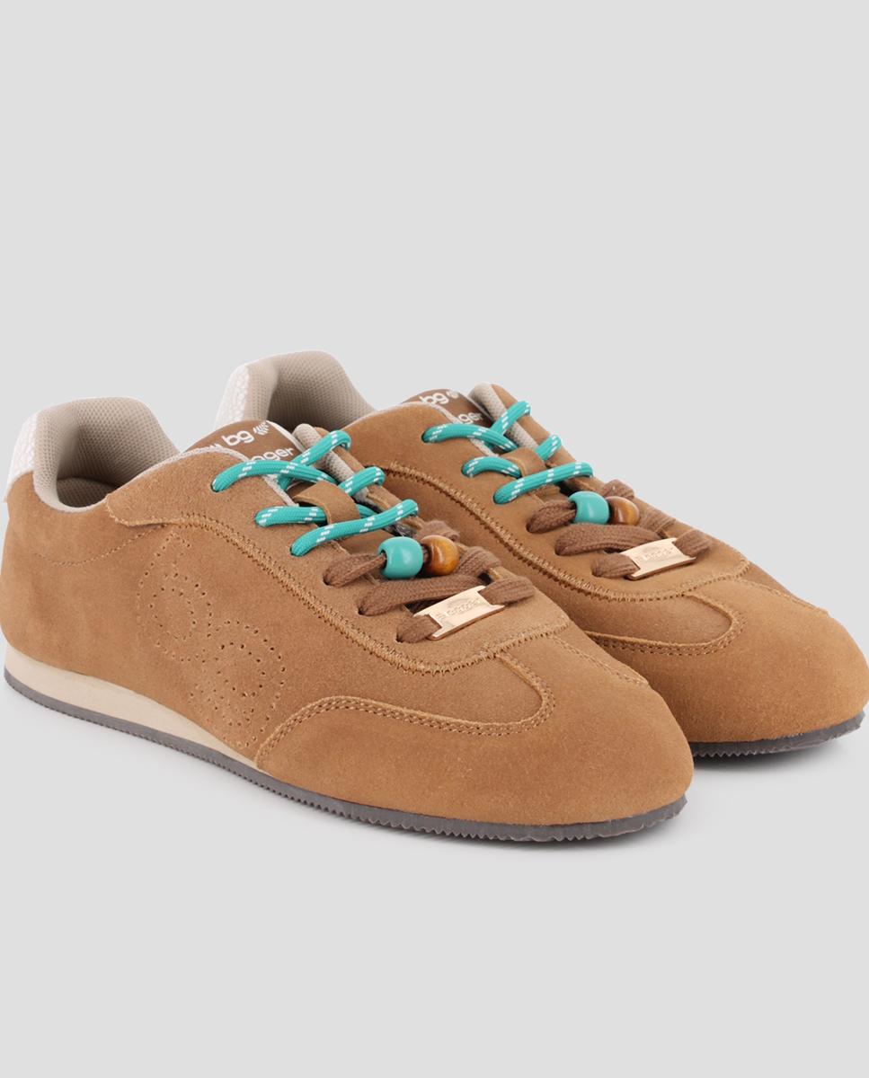 Zapatillas deportivas de mujer nora de piel con cordones bicolor - Blogger - Camel Camel-4