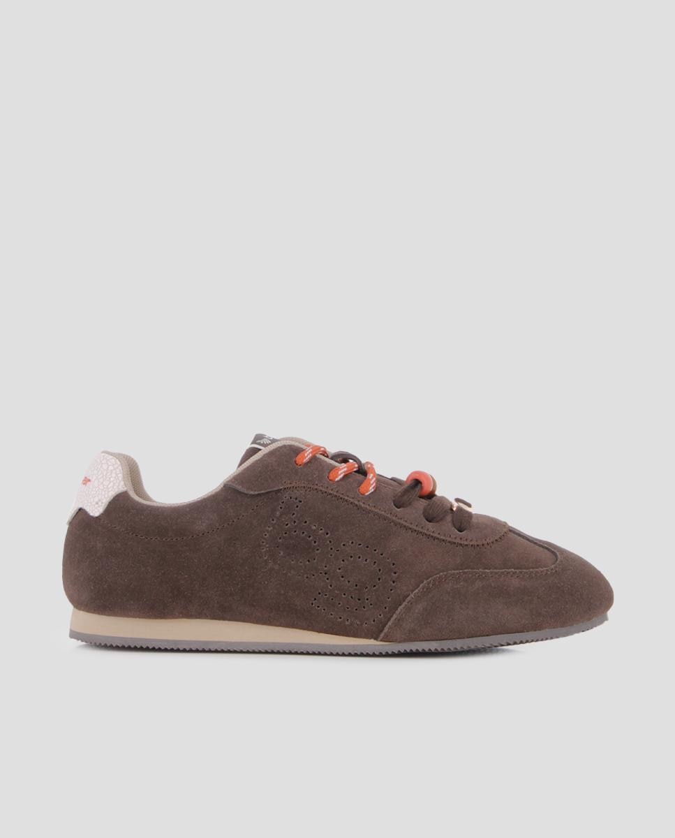 Zapatillas deportivas de mujer nora de piel con cordones bicolor - Blogger - Marrón Marrón-1