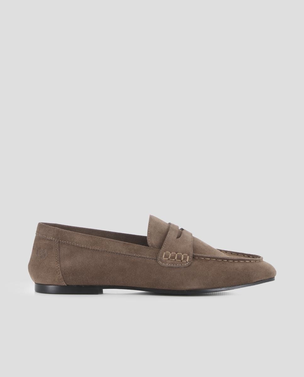 Mocasines planos de mujer nael con piel de serraje - Blogger - Arena Arena-1