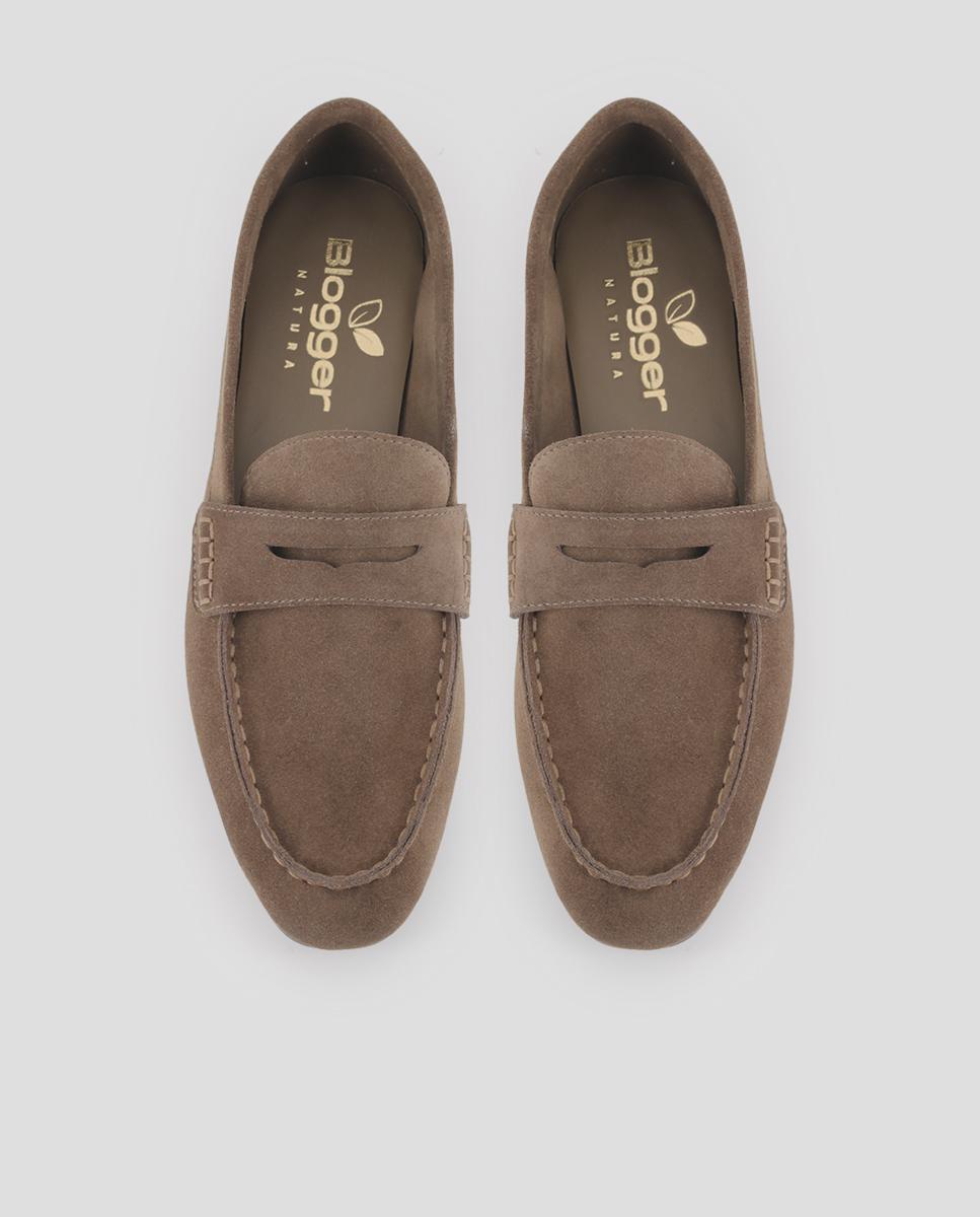 Mocasines planos de mujer nael con piel de serraje - Blogger - Arena Arena-5