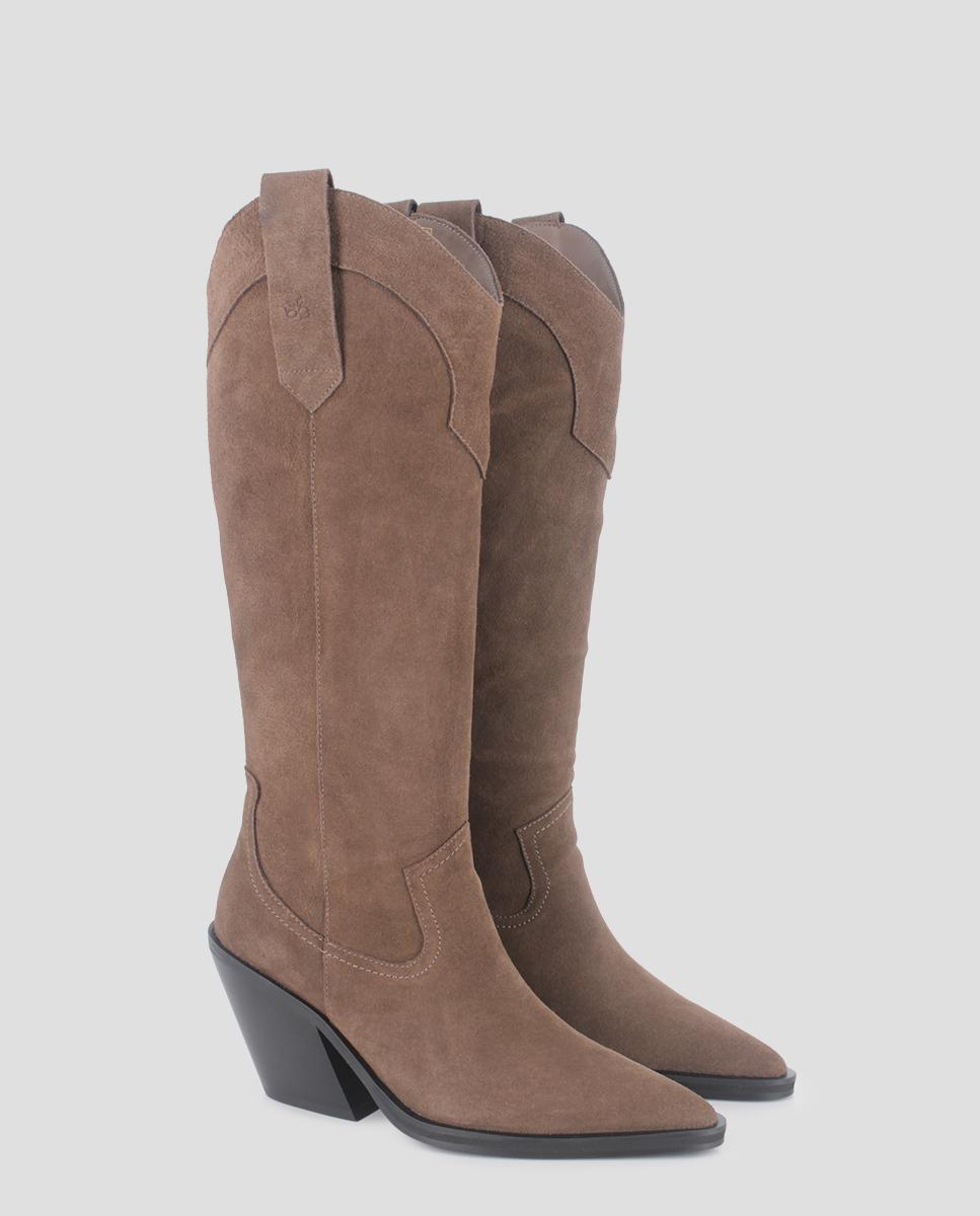 Botas altas de mujer cassian de tacón ancho de piel - Blogger - Arena Arena-3
